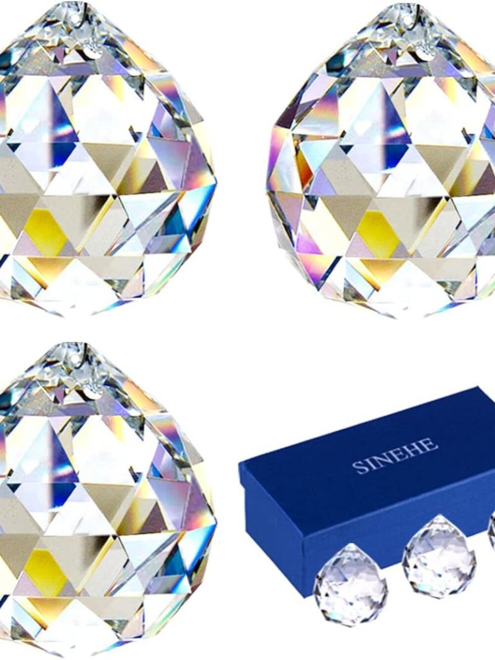 Clear Crystal Prism Ball Suncatchers Window Prisms Suncatcher, 40MM / 3 Pack